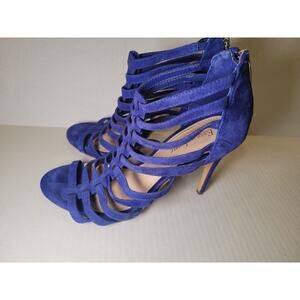 Essex Lane Steffi Strappy Sandals Stiletto Heels Cobalt Blue Suede Women's 7M